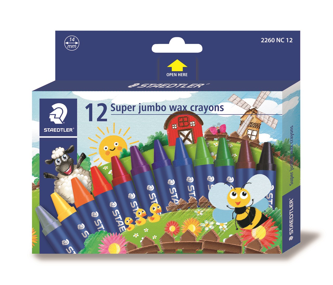 รูปภาพของ สเต็ดเล่อร์ (Staedtler) สีเทียน 2260 นอริส Super JUMBO 12 สี
