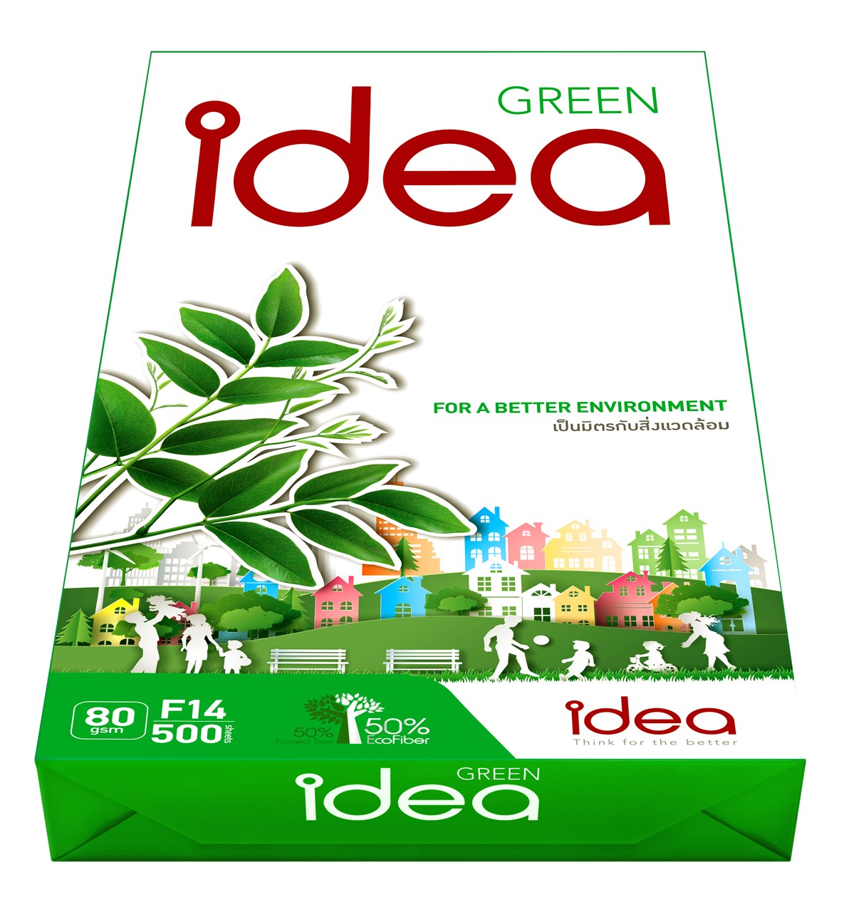 รูปภาพของ กระดาษถ่ายเอกสาร Idea Green 80 แกรม F14 (5 รีม)