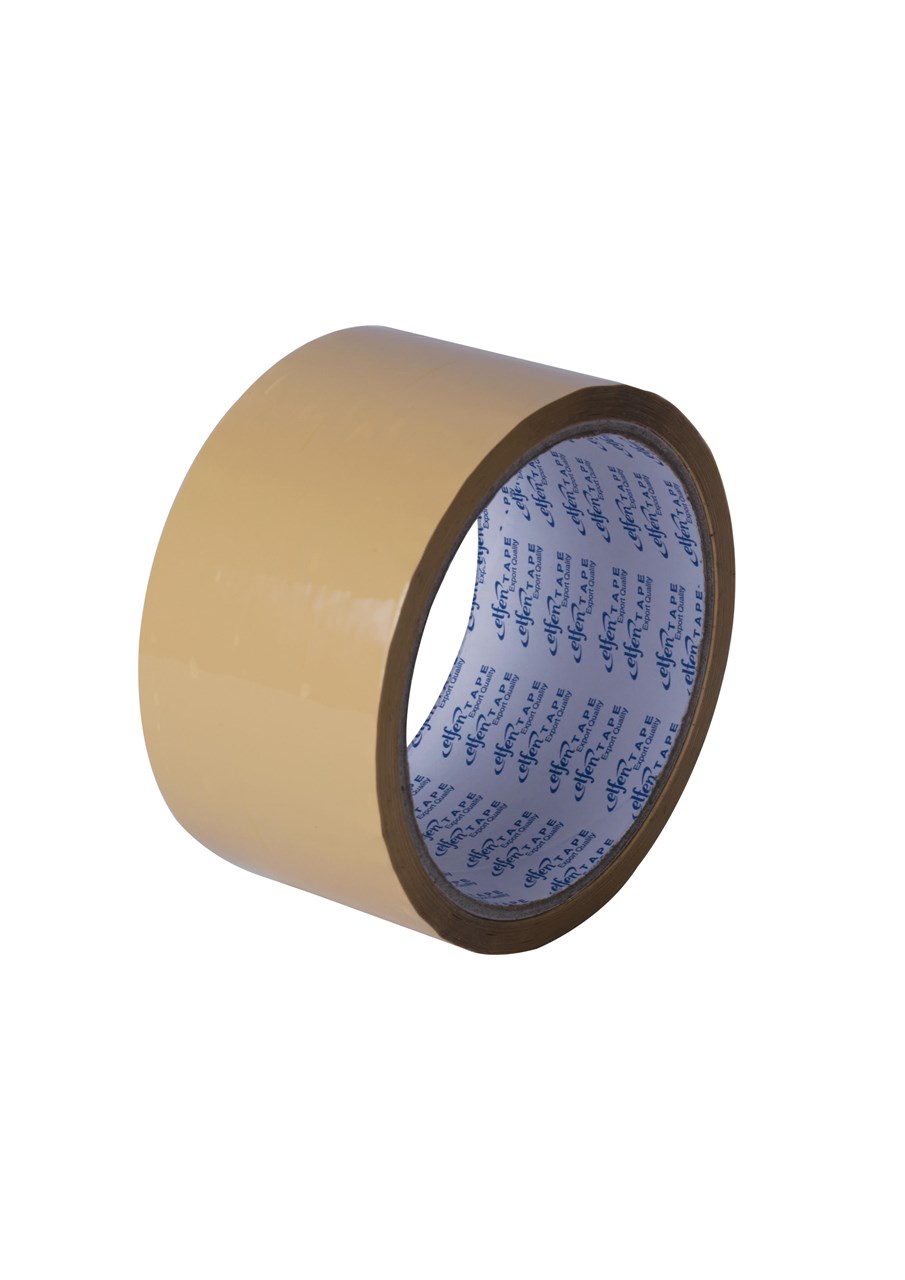 รูปภาพของ เทป OPP เอลเฟ่น 2" x 100 หลา, น้ำตาล/กากี