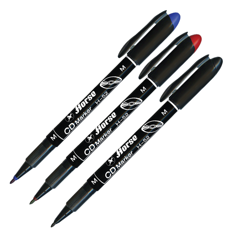 รูปภาพของ ปากกา O.H.P. CD-PEN ตราม้า ลบไม่ได้ #H-52 M แดง