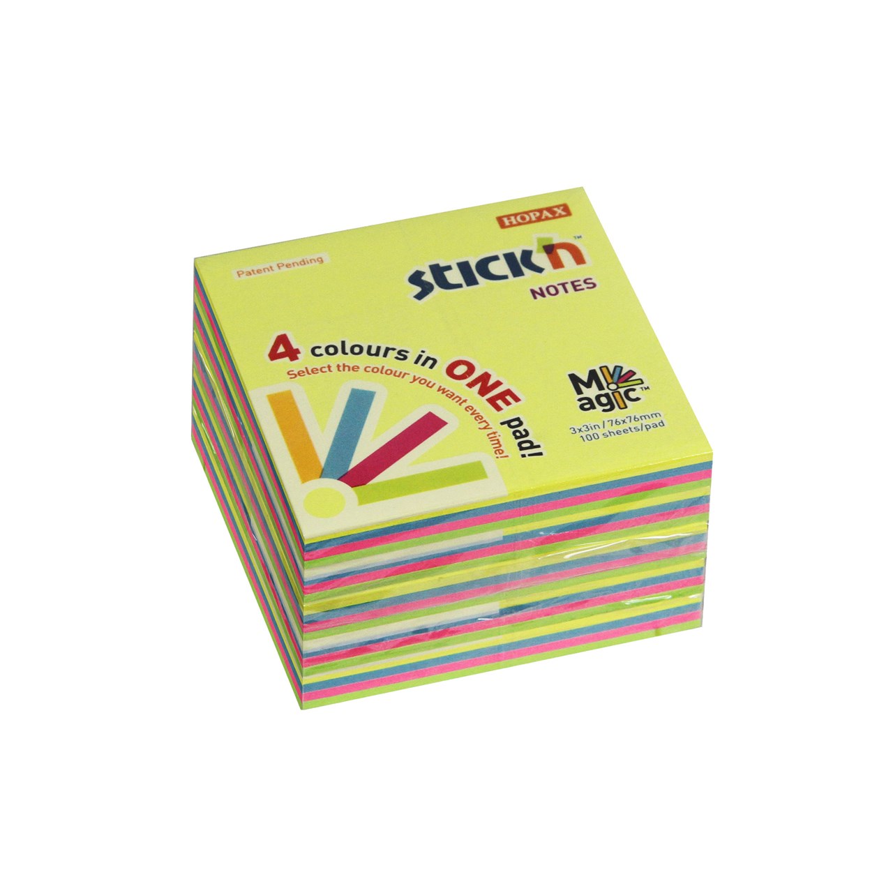 รูปภาพของ สติ๊ก'เอ็น 3" x 3" นีออนคละสี (4+1) 21571 กระดาษโน้ต
