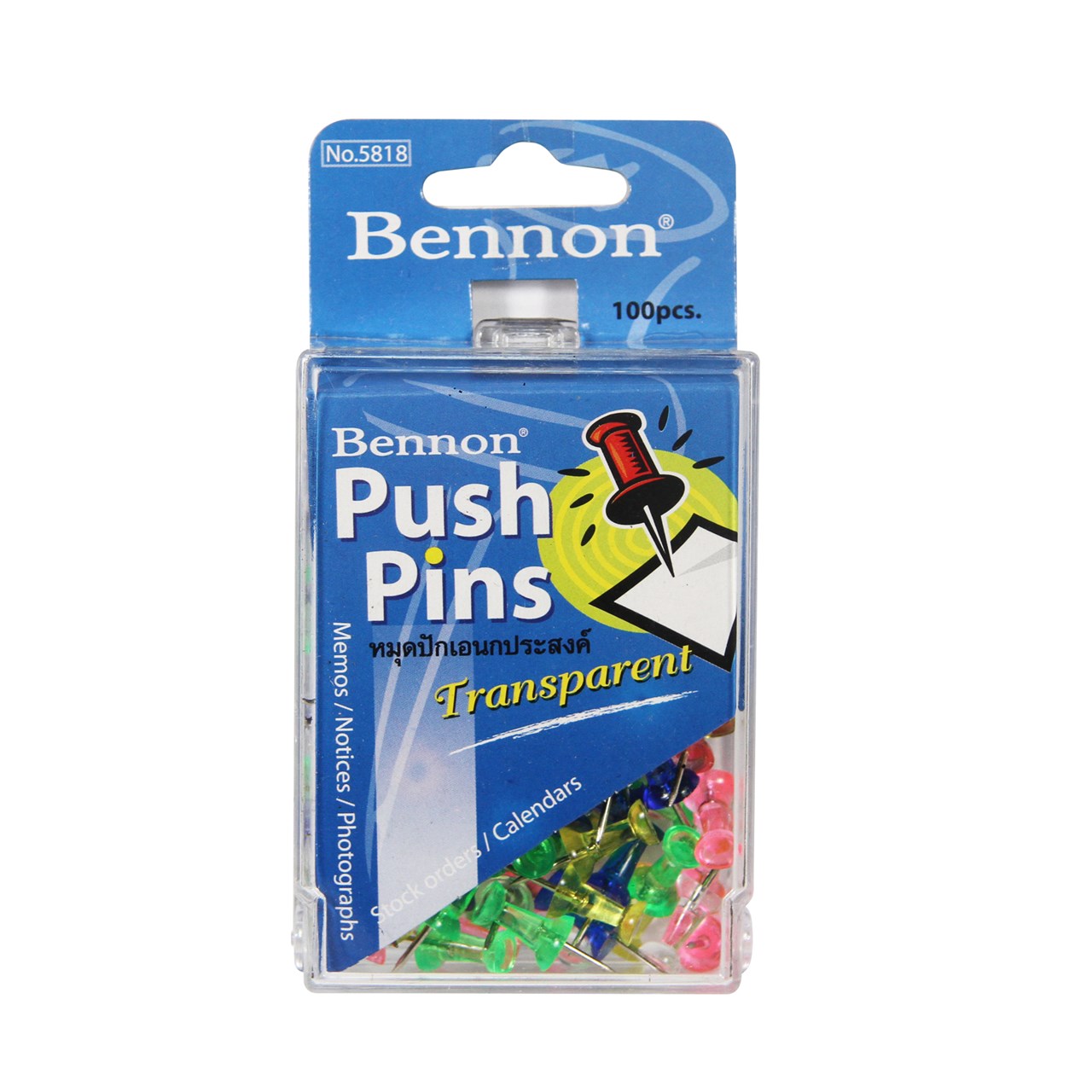 รูปภาพของ หมุด Push Pins เบนน่อน (BENNON) 5818 (ใส)
