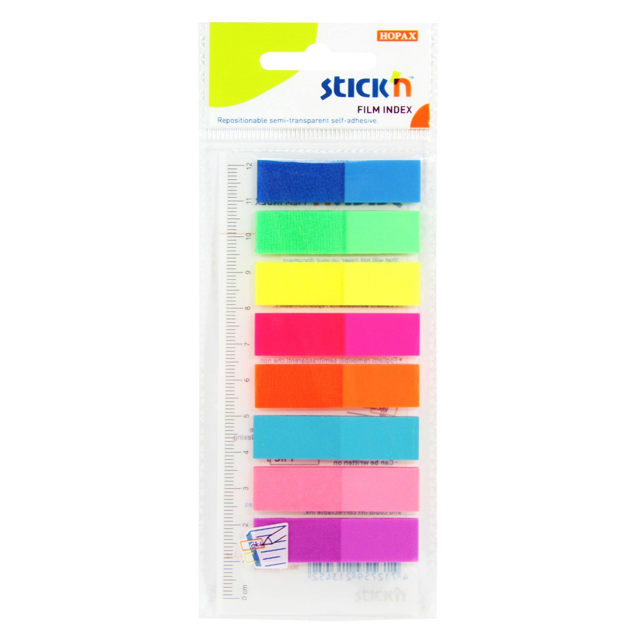 รูปภาพของ สติ๊ก'เอ็น 21345, 4.5 x 1.2 ซม. นีออน 8 สี/แพ็ค ฟิล์มดัชนี 25 แผ่น/สี