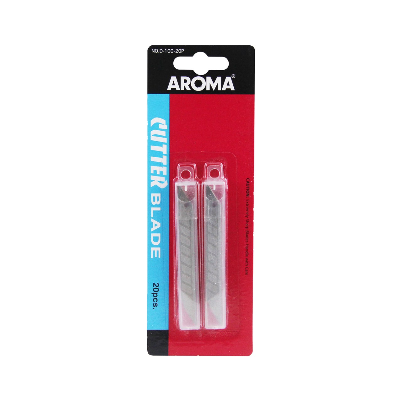 รูปภาพของ ใบมีดคัตเตอร์ อโรม่า (AROMA) D-100-20P (20 ใบ) 9 มม. 30 องศา