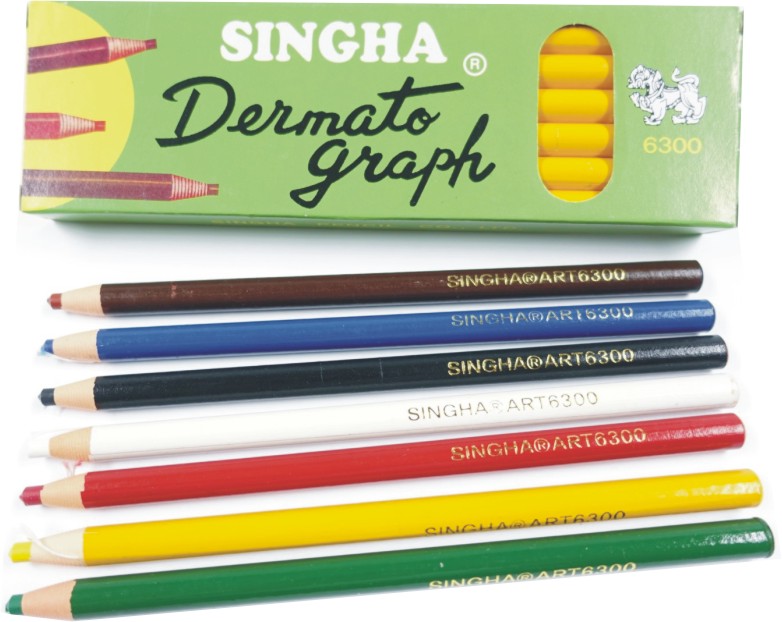 รูปภาพของ ดินสอเขียนกระจก Dermatograph ตราสิงห์, สีน้ำเงิน