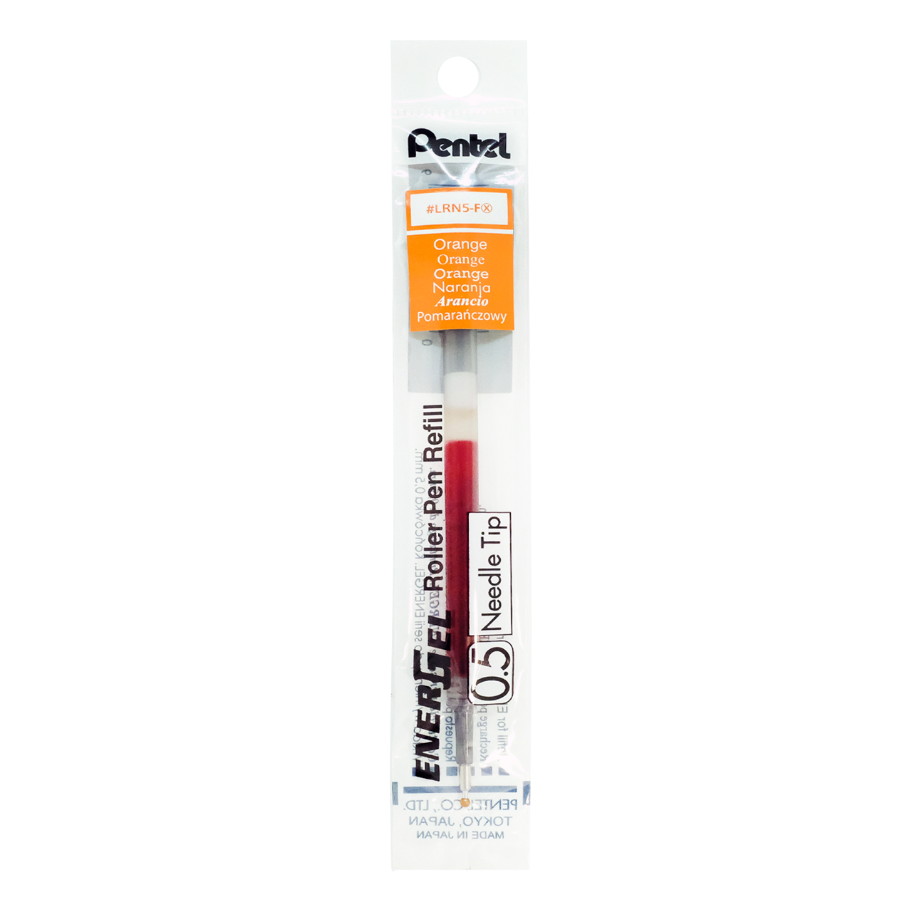 รูปภาพของ ไส้ปากกาหัวเข็ม เพนเทล (Pentel) ENERGEL LRN-5 สีส้ม