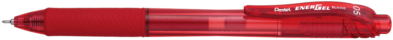 รูปภาพของ ปากกาหมึกเจลหัวเข็ม แบบกด เพนเทล (Pentel) Energel X BLN105 สีแดง