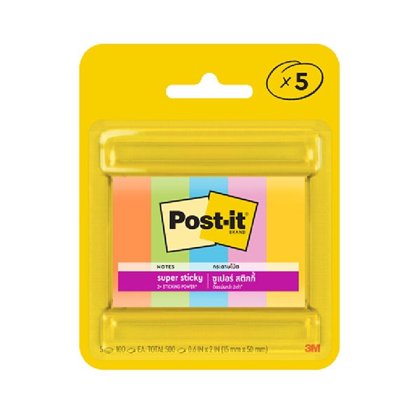 รูปภาพของ โพสต์-อิท โน้ต 670-5SSAU เพจมาร์กเกอร์ 5 สีสะท้อนแสง 0.5 x 2"