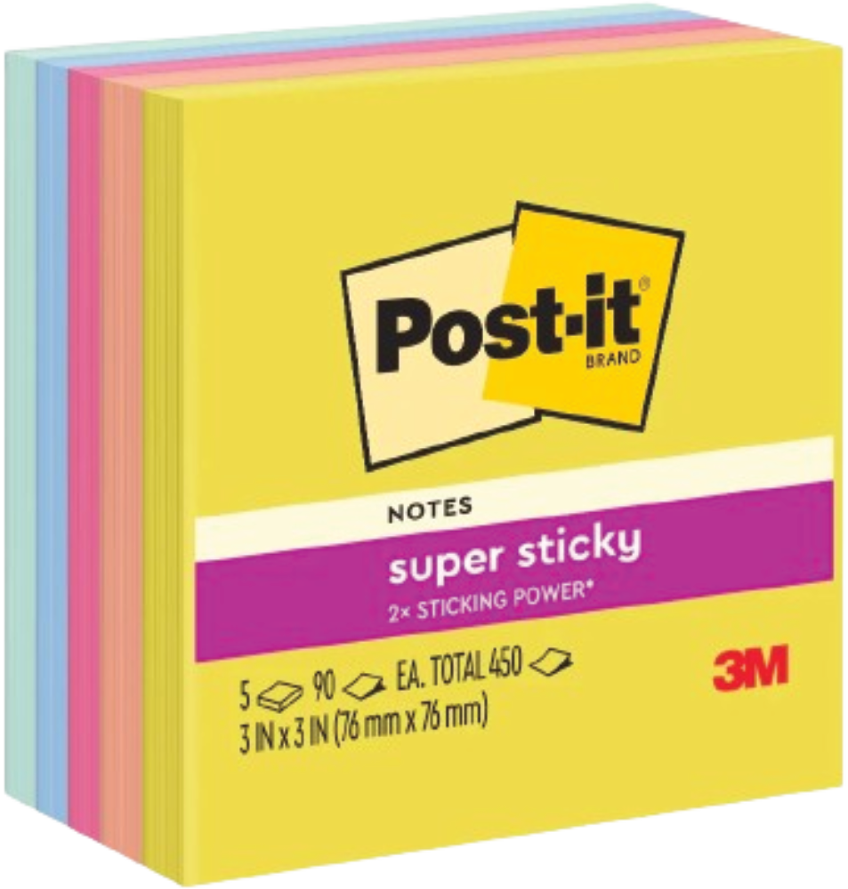 รูปภาพของ โพสต์-อิท โน้ต 654-5SSJOY คละสีสะท้อนแสง 3 x 3"(5 เล่ม)(1x24)