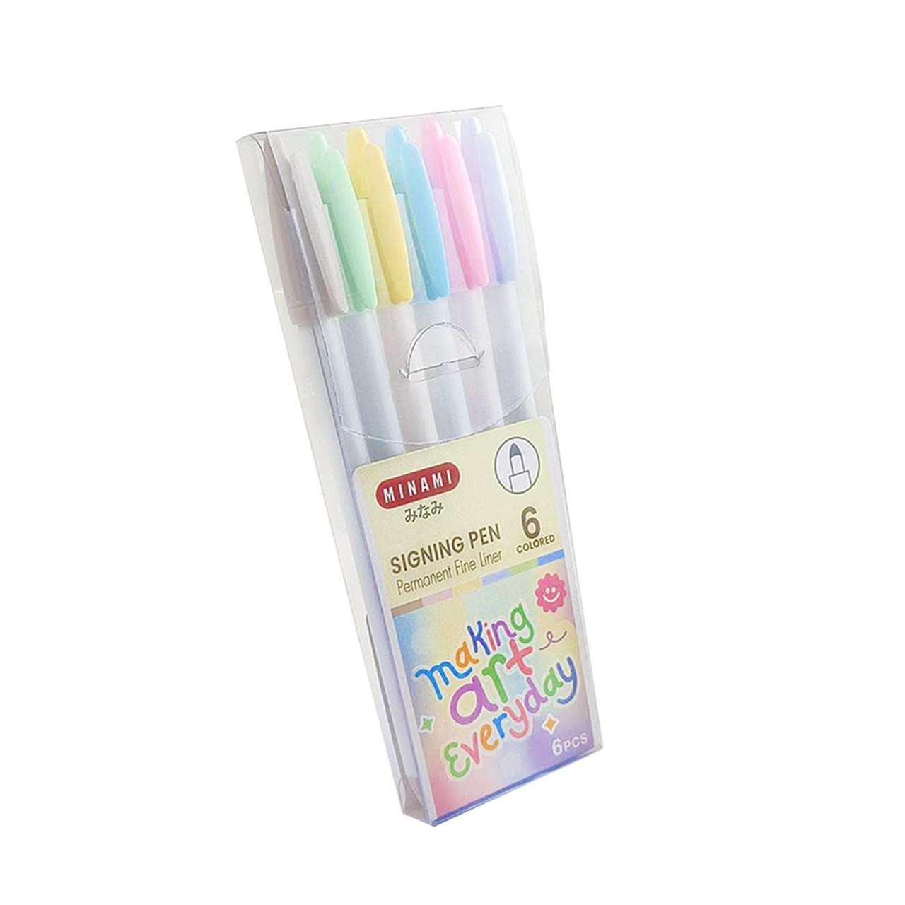 รูปภาพของ MINAMI (มินามิ) ปากกาสีน้ำ SIGNING PEN สีพาสเทล ชุด 6 สี, รูปภาพ 2