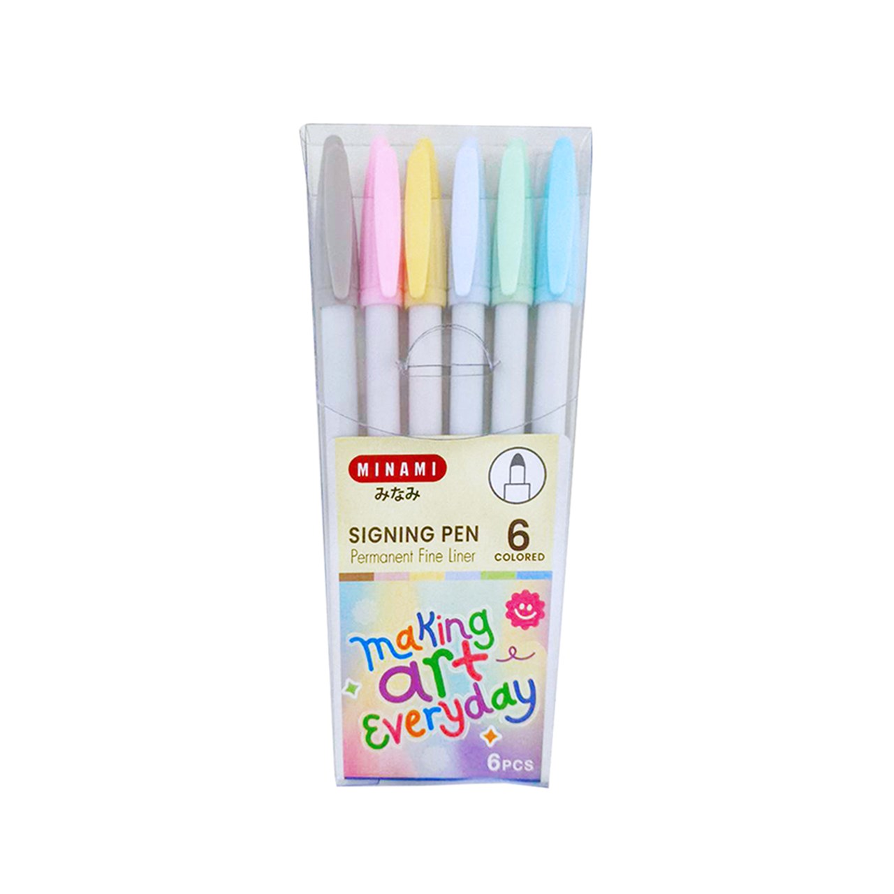 รูปภาพของ MINAMI (มินามิ) ปากกาสีน้ำ SIGNING PEN สีพาสเทล ชุด 6 สี, รูปภาพ 3