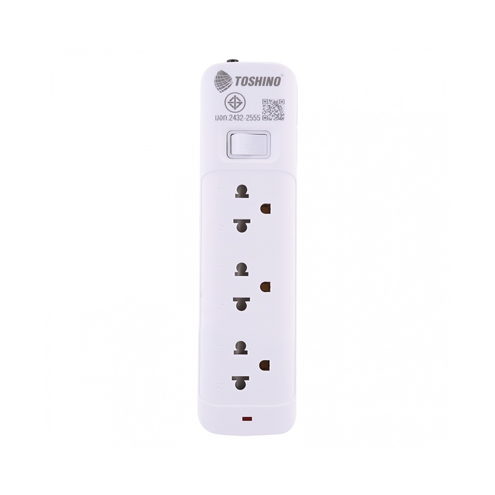 รูปภาพของ รางปลั๊กไฟโตชิโน SO-33 3จุด,1สวิทช์,3เมตร (มอก) 10A/2300W