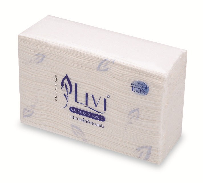 รูปภาพของ กระดาษเช็ดมือชนิดแผ่น 1ชั้น MULTIF0LD LIVI,(Virgin),(250แผ่นx16แพ็ค)