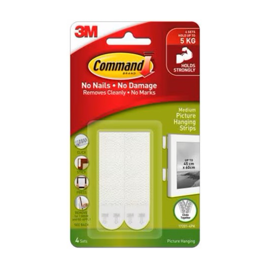 รูปภาพของ คอมมานด์ ตะขอรุ่นแขวนรูปภาพ 17201 ขาว Medium PIC HANG STRIP Command 3M