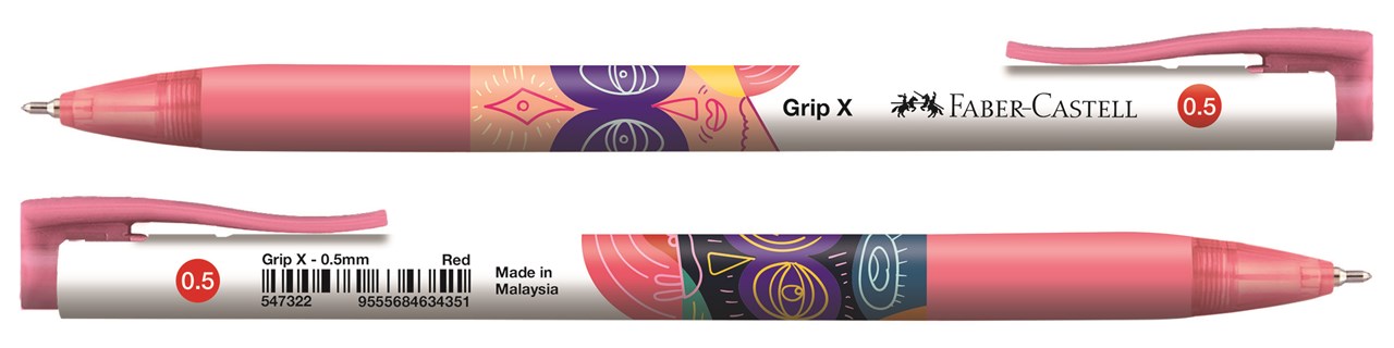 รูปภาพของ ปากกาลูกลื่น เฟเบอร์คาสเทล (Faber Castell) GRIP X5, 0.5 แดง