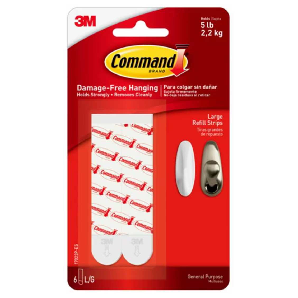 รูปภาพของ คอมมานด์ เทปรีฟิว์ล เทปกาว 2 หน้า ชนิดลอกออกได้ 17023P Command 3M