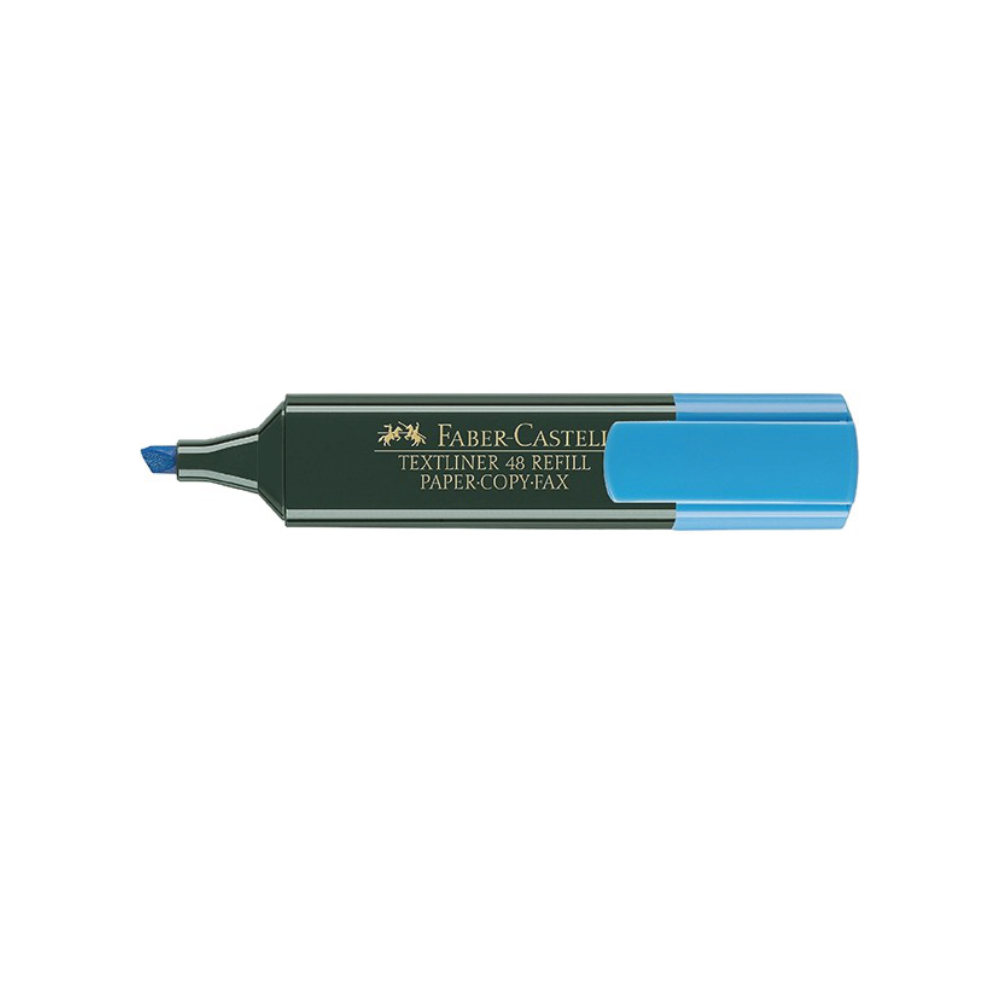รูปภาพของ ปากกาเน้นข้อความ เฟเบอร์คาสเทล (Faber Castell) FLU ฟ้า ด้ามดำ