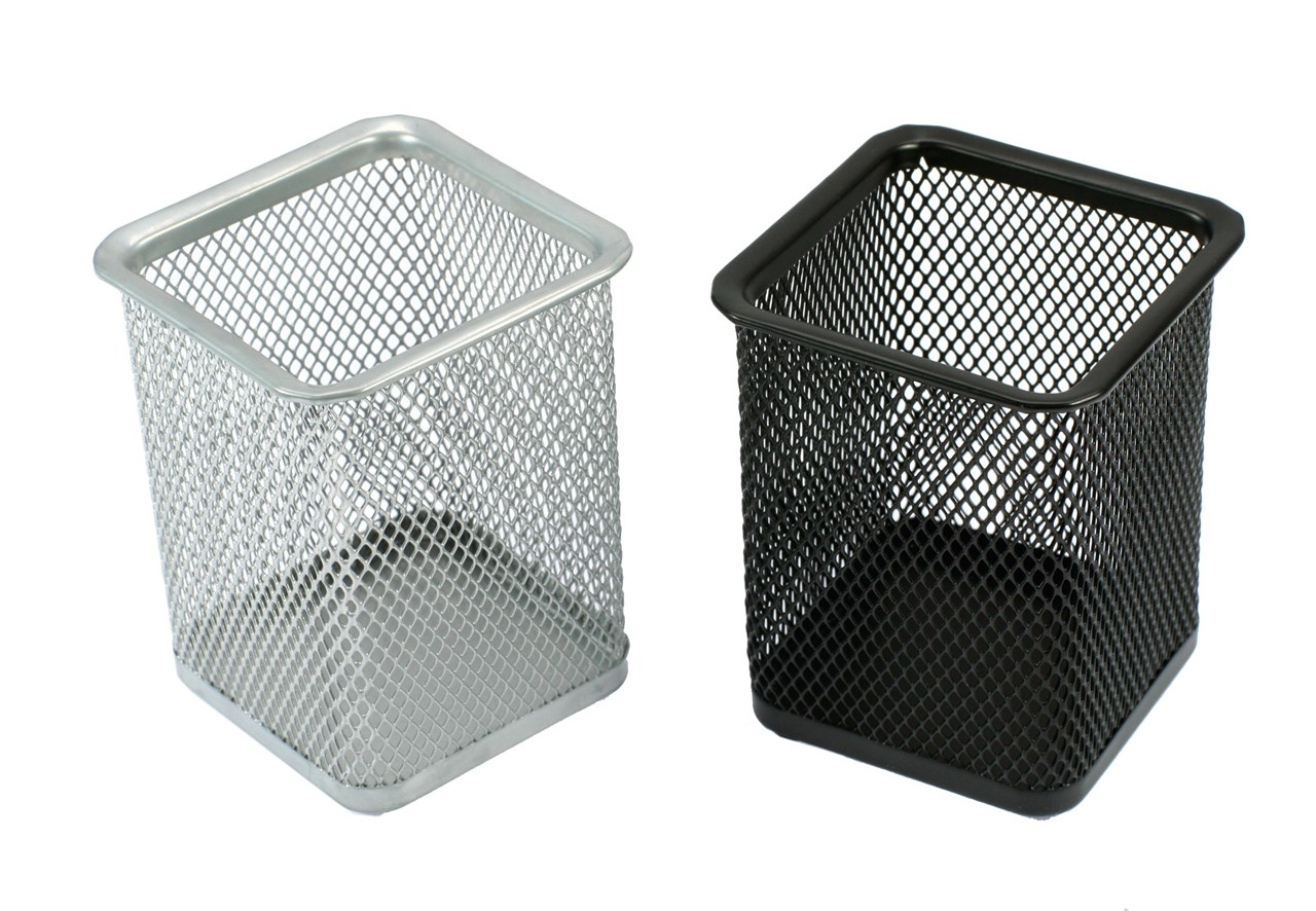 รูปภาพของ ตะแกรงลวดเคลือบ ออร์ก้า H-8014, เงิน, 8x8x9.8 ซม.  ที่ใส่ปากกา