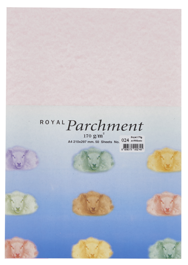 รูปภาพของ กระดาษลายขนแกะ Royal Parchment 170 แกรม สีชมพู No.24  ขนาด A4 (50แผ่น)