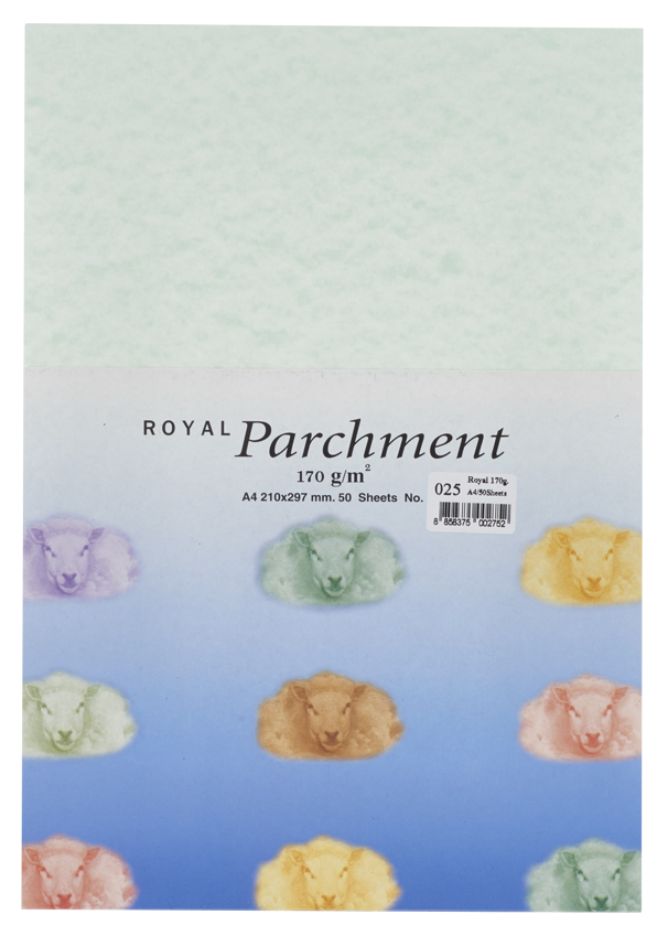 รูปภาพของ กระดาษลายขนแกะ Royal Parchment 170 แกรม สีเขียว No.25  ขนาด A4 (50แผ่น)