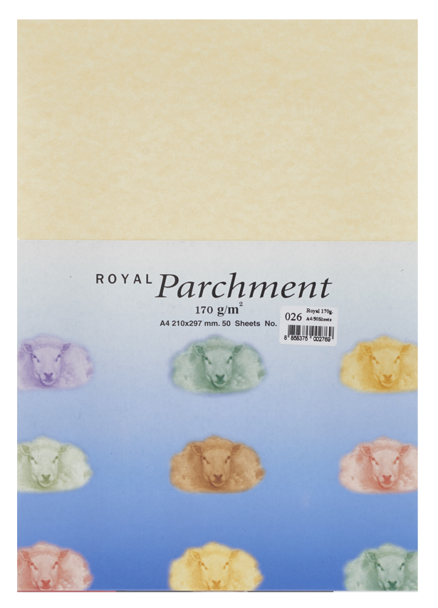 รูปภาพของ กระดาษลายขนแกะ Royal Parchment 170 แกรม สีเหลือง No. 26 ขนาด A4 (50แผ่น)