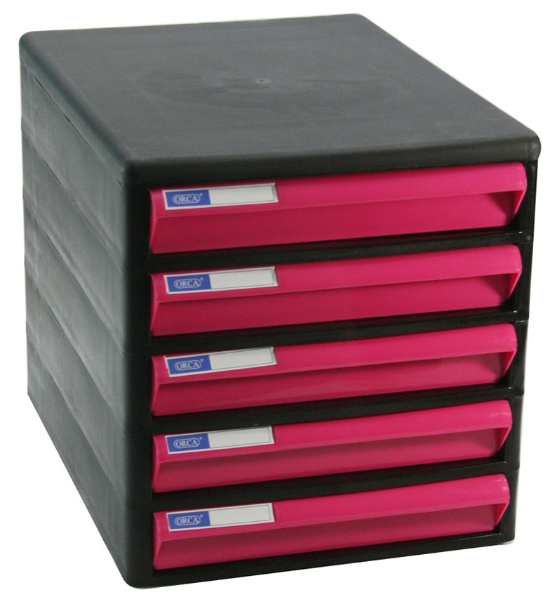 รูปภาพของ ตู้เอกสาร ออร์ก้า CBN-5 โครงดำ-ลิ้นชมพทึบ 25.5 x 34 x 27.5 ซม.