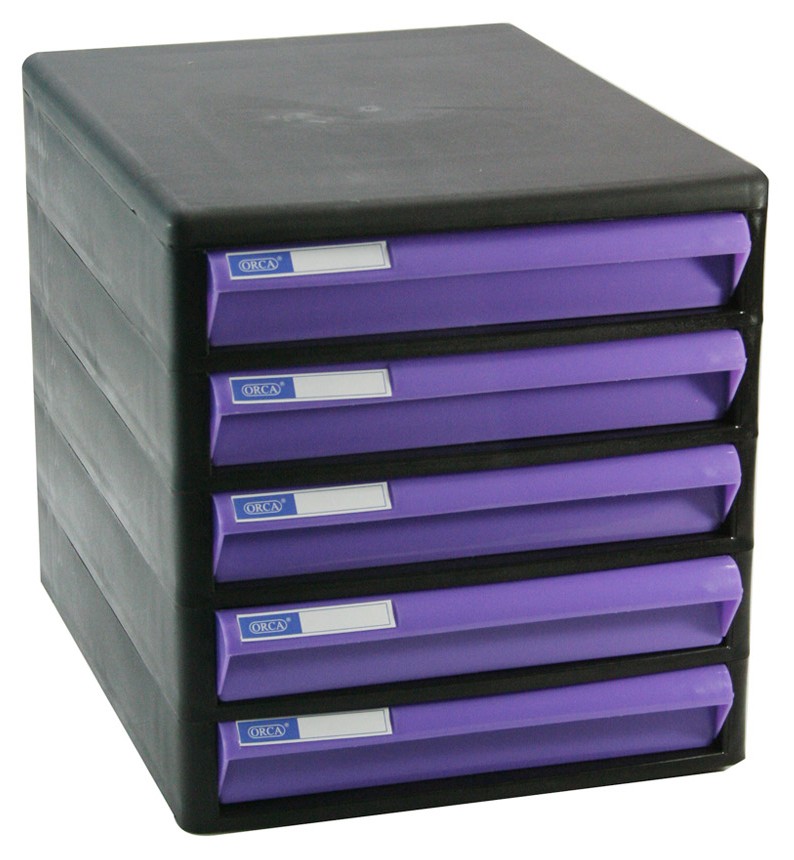 รูปภาพของ ตู้เอกสาร ออร์ก้า CBN-5 โครงดำ-ลิ้นม่วงทึบ 25.5 x 34 x 27.5 ซม.