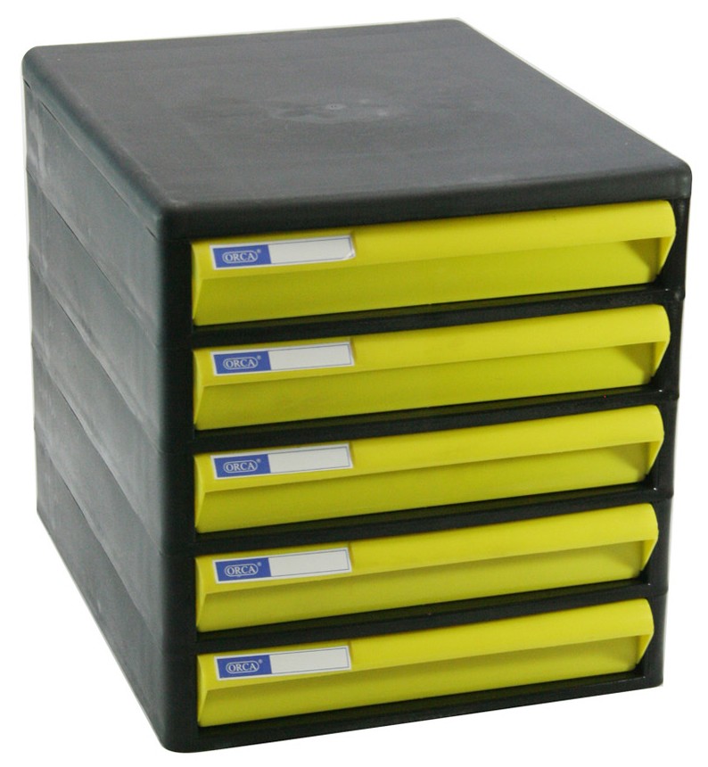 รูปภาพของ ตู้เอกสาร ออร์ก้า CBN-5 โครงดำ-ลิ้นเหลืองทึบ 25.5 x 34 x 27.5 ซม.