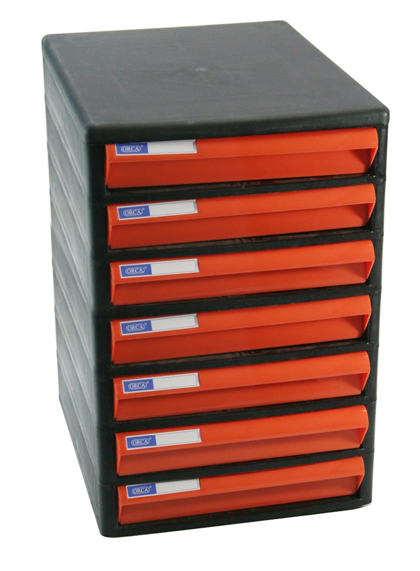 รูปภาพของ ตู้เอกสาร ออร์ก้า CBN-7 โครงดำ-ลิ้นส้มทึบ, 25.5 x 34 x 37.5 ซม.