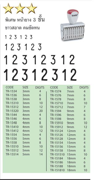 รูปภาพของ ตรายางตัวเลขโทรแดด, 12มม. 8 หลัก